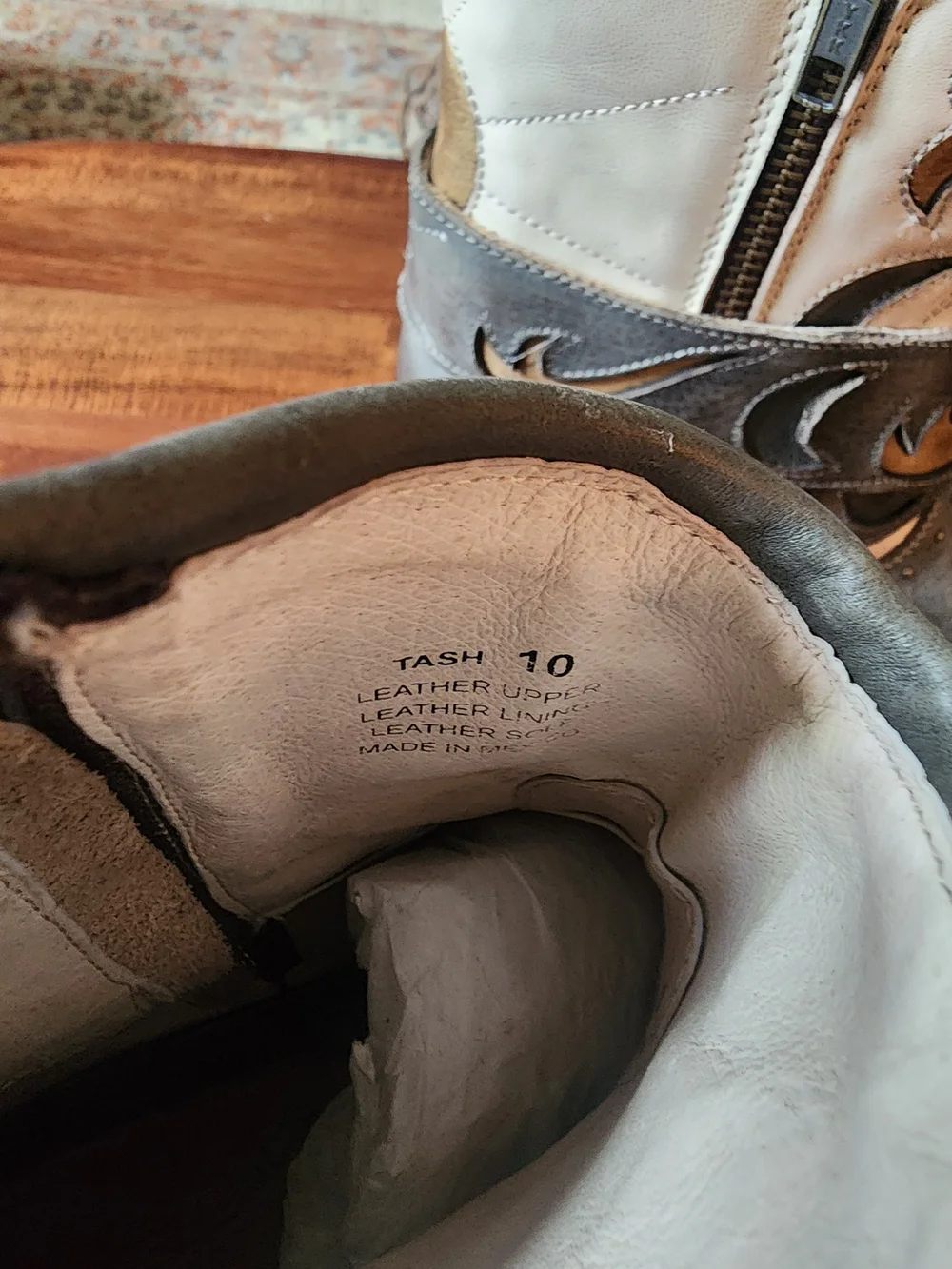 freebird Tash Three-Tone Blue, Brown and Cream Leather Western Ankle Boots